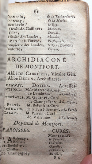 1773 Almanach ou Calendrier du Maine (Le Mans)