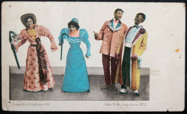 1904 Black Americana postcard depicting ‘Cake Walk’ dance, vaudeville