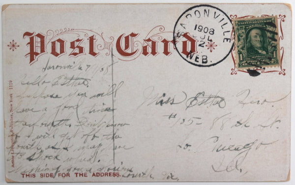 1908 USA patriotic postcard with Stars and Stripes