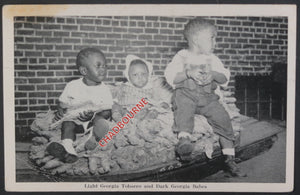 1948 USA photo postcard African-American children in tobacco basket