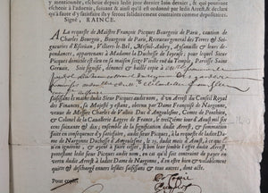 1670 acte en faveur de Françoise de Nargonne veuve Duc d’Angoulême