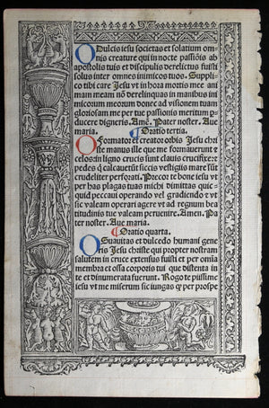 16th C. Renaissance French Book of Hours page, nice woodblocks #2 of 2