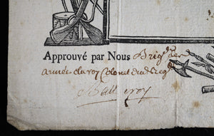 1756 congé soldat régiment d'Orleans. signature un noble guillotiné 1794