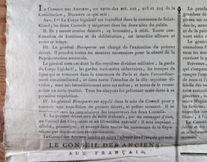 1799 affiche Coup d’Etat du 18 Brumaire (Napoléon - Consulat)