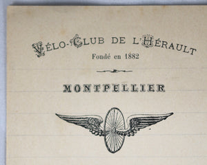1892 lettre avec entête du Vélo-Club de l’Hérault