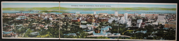 Canada three panel postcard with view of Montreal from Mount Royal