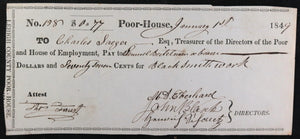 Jan. 1st 1849 Allentown PA Lehigh County Poor-House, blacksmith work