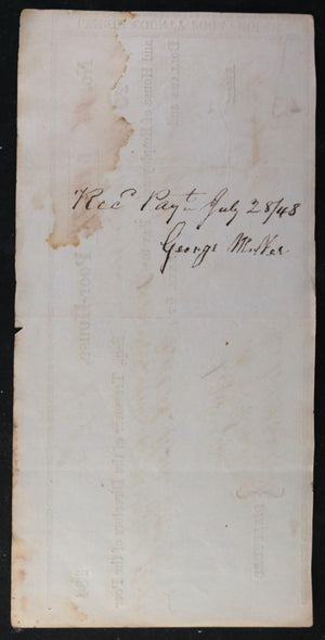 July  21st 1848 Allentown PA Lehigh County Poor-House, State Tax 1848