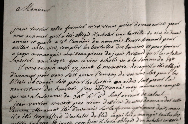 17891789 France lettre du curé de Longes (Auvergne-Rhône-Alpes) vin et blé