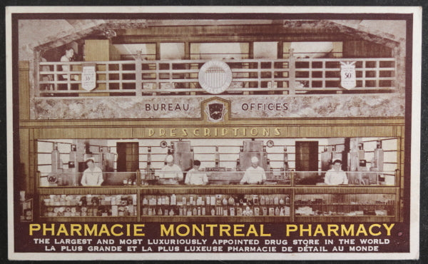 Postcard Canada advertising The Montreal Pharmacy c. 1950