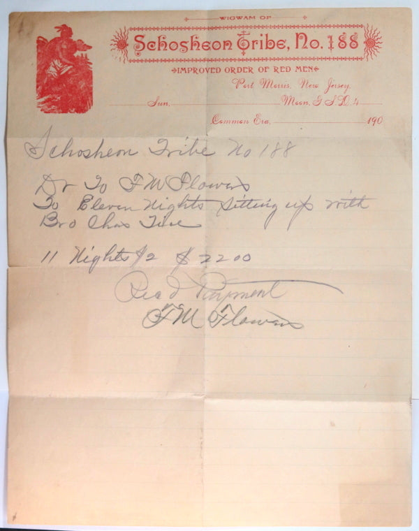 1912 Newark & Port Lewis NJ 2 letters from  Improved Order Red Men,