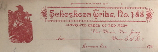 1912 Newark & Port Lewis NJ 2 letters from  Improved Order Red Men,