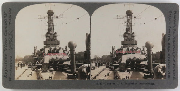 WW1 stereoscopic photos USS Pennsylvania, US 3rd Army trucks Germany