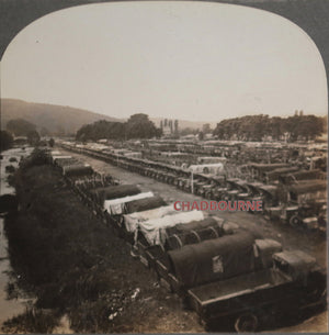 WW1 stereoscopic photos USS Pennsylvania, US 3rd Army trucks Germany