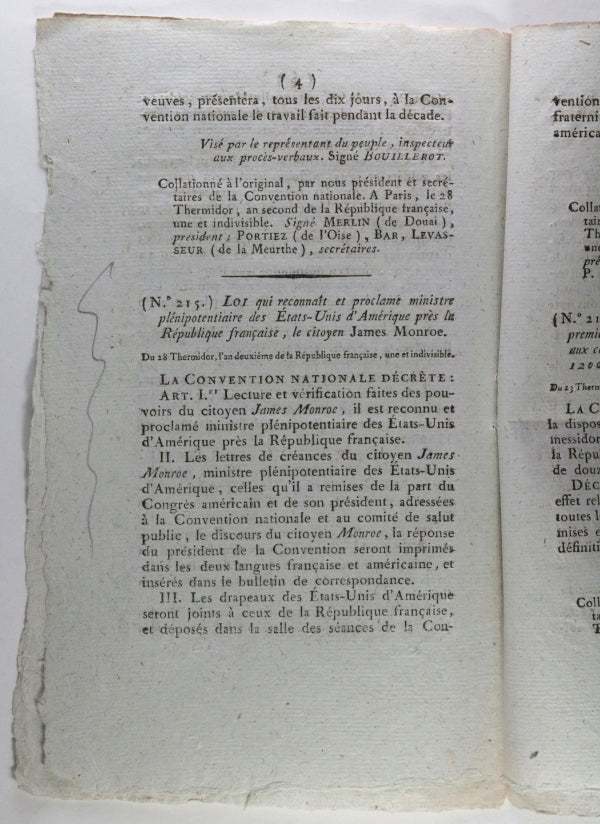 France Révolution deux Bulletin des Lois 1794 (après 10 Thermidor)