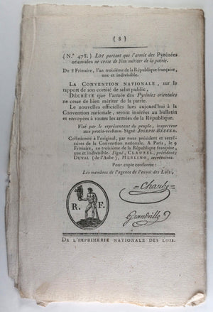 France Révolution deux Bulletin des Lois 1794 (après 10 Thermidor)