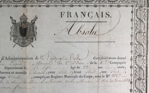 1814 France Boulogne congé absolu 12é équipage de flottille