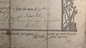 1774 L'Orient France congé militaire Régiment d'Infanterie de Foix