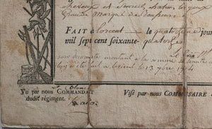 1774 L'Orient France congé militaire Régiment d'Infanterie de Foix