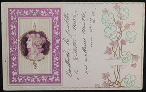 1903 deux cartes postales Art Nouveau avec demoiselle