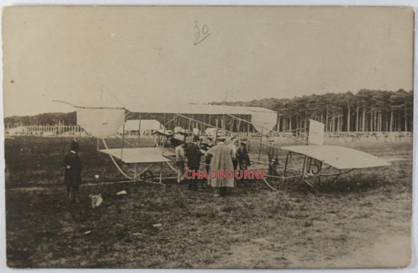 c. 1910 France photo postcard of Sommer biplane at airfield
