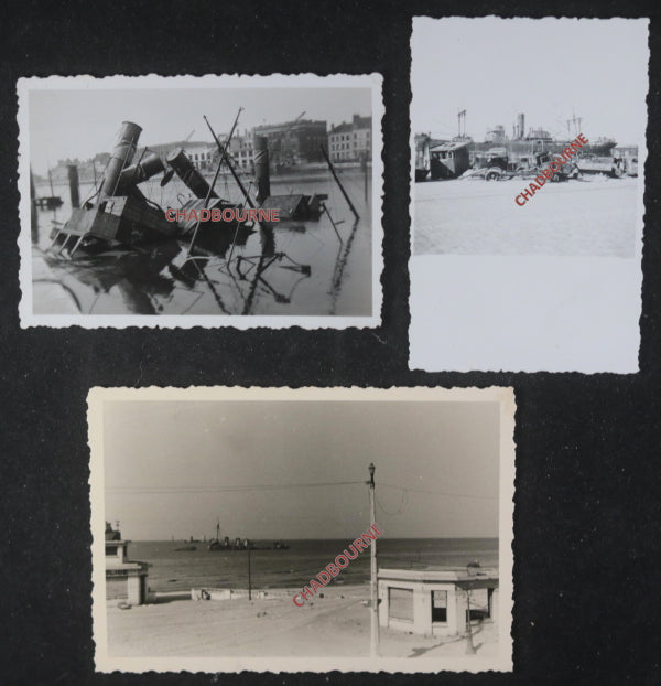 WW2 1940 Dunkirk France set photos wreckage after Allied evacuation