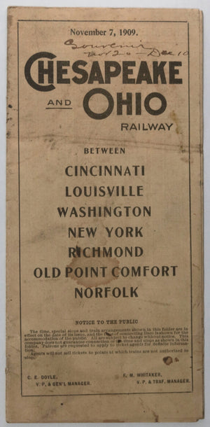 1909 USA railway schedule Chesapeake and Ohio Railway