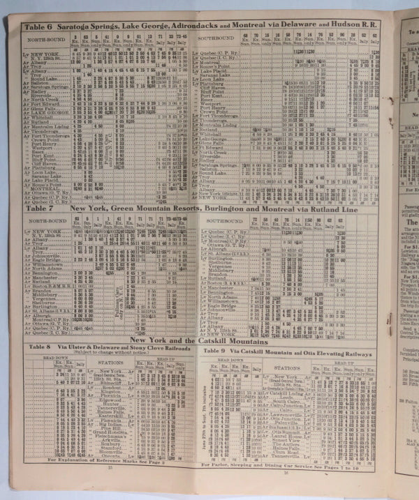 1912 USA railway timetable New York Central Railway