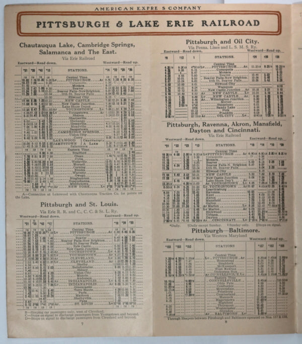 December 1902 timetable NY, Chicago and St Louis RR (Nickel Plate)