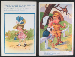 France/UK lot de 6 cartes postales comiques avec enfants c. 1918