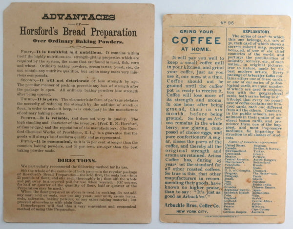 USA set of 4 trade cards 19th century