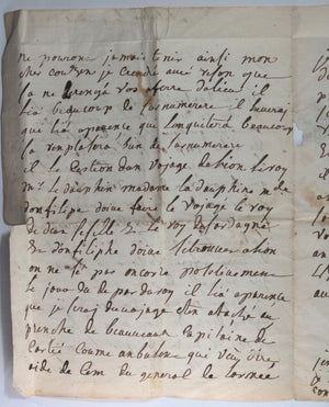 1759 lettre de Versailles à St. Sauveur, garde corps Louis XV