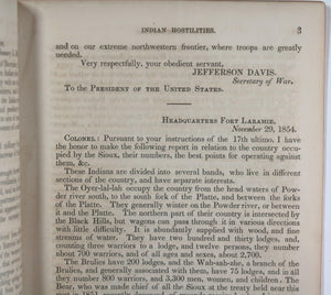 1855 USA pamphlet extracts War Department regarding Indian Hostilities