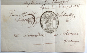 1815 Paris diplôme docteur de chirurgie Faculté de Médecine
