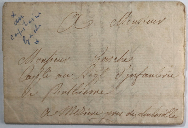 1755 lettre de Toul à Capt. régiment Penthièvre Infanterie à Mezières