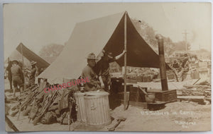 USA pre-WW1 Walter Horne photo postcard soldiers in camp in Southwest