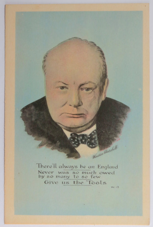WW2  Patriotic postcard with Churchill "There’ll always be an England"