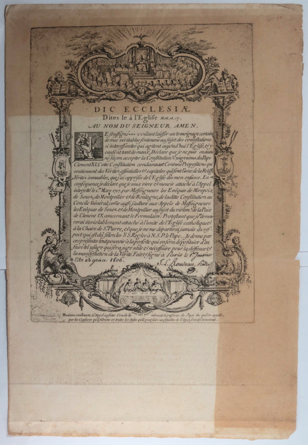1806 Paris Rondeau prêtre janséniste vs. constitution Pape Clement XI