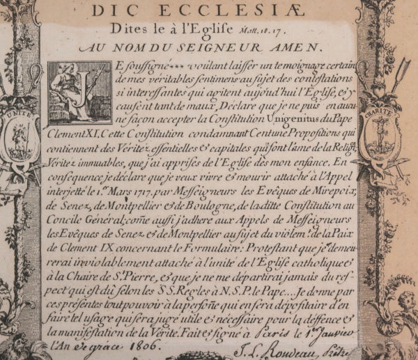 1806 Paris Rondeau prêtre janséniste vs. constitution Pape Clement XI