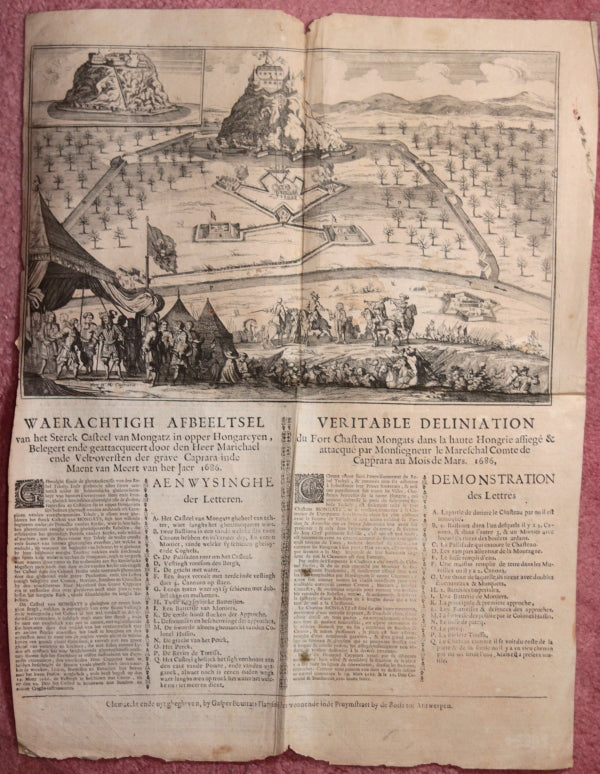 Gravure bataille de Mongats Hongrie par Gaspar Bouttats c. 1686