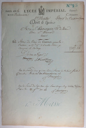 1805-06 Paris Lycée Impérial lot de 4 quittances produits et services