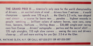 1964 poster US F1 Grand Prix car race at Watkin Glens NY