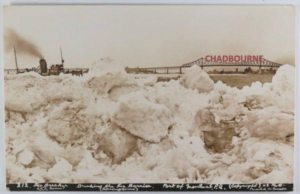 c. 1930s Canada Montreal photo postcard icebreaker Saurel St Lawrence