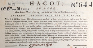 Paris 1813 facture Hacot achat toile par Lycée Impériale