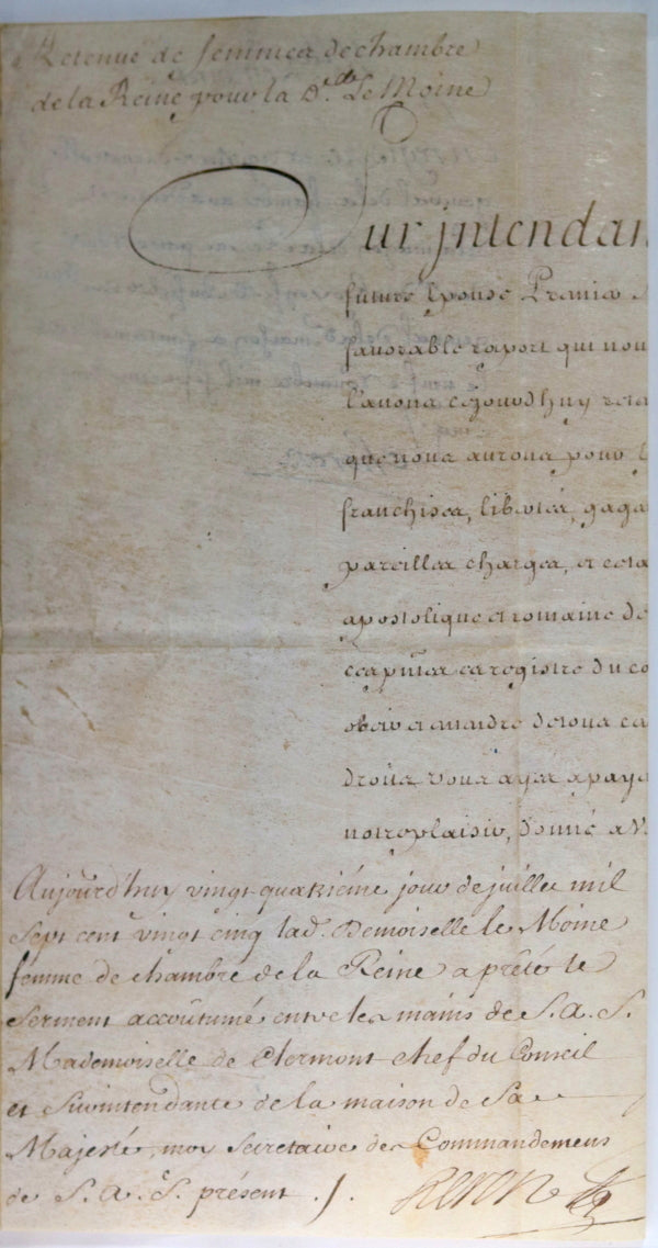 1725 Versailles charge Femme de Chambre future Reine Marie Leszczynska