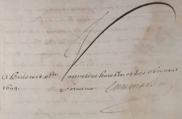 1694 Paris lettre de Caumartin intendant des finances Louis XIV