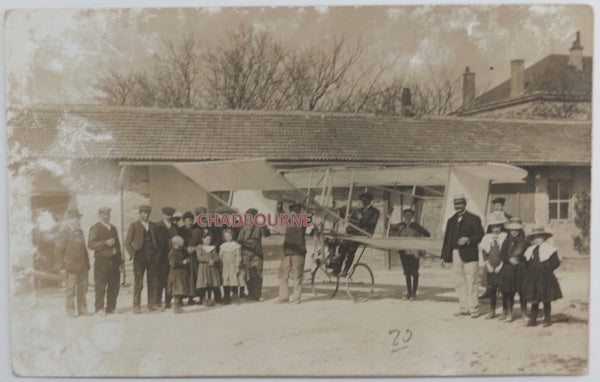 Early 1900s France postcard photo of amateur's biplane