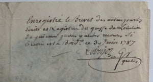 1787 Versailles récompense militaire accordé par le Maréchal de Ségur