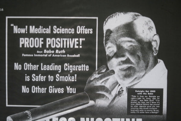 1946 'positive' image Babe Ruth magazine advertising for Raleigh