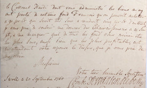 1765 lettre du Comte de Wartensleben au sujet d’investissement